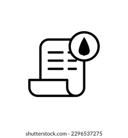 Clean water invoice icon or Water utility bill outline icon. Billing note from the Regional Drinking Water Company. Vector illustration in trendy style. Editable graphic resources for many purposes.