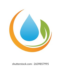 Clean Water and Leaf Icon Vector