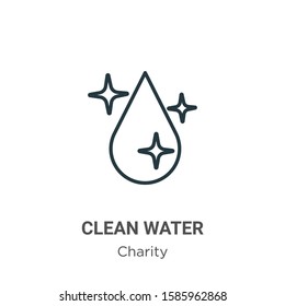 Clean water outline vector icon. Thin line black clean water icon, flat vector simple element illustration from editable charity concept isolated on white background