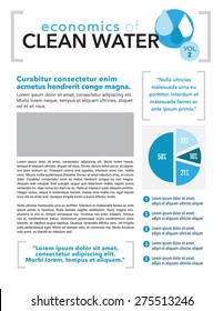 Clean water page layout newsletter for use with business or nonprofit