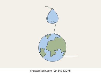 Clean water is scarce. World water day one-line drawing