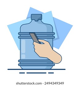 Clean water service concept. Bottle with clean water. Online water delivery service. Supply, delivery. Business logistics industry. Water distribution and transportation. Flat vector illustration.