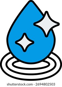 Diseño de Vector de agua limpia en estilo moderno, concepto de pureza y sostenibilidad ambiental, ilustración de higiene del agua. Icono de línea llena