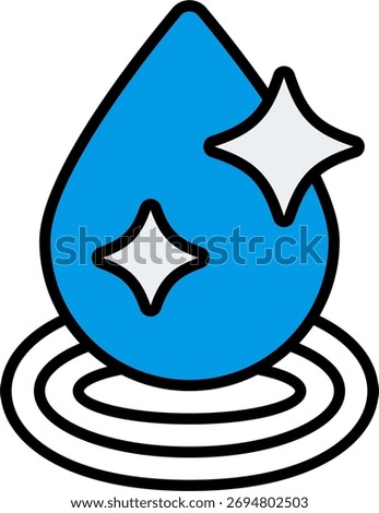 Clean water vector design in modern style, purity and environmental sustainability concept, water hygiene illustration. Filled Line Icon