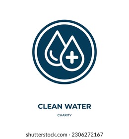 clean water vector icon. clean water, clean, nature filled icons from flat charity concept. Isolated black glyph icon, vector illustration symbol element for web design and mobile apps