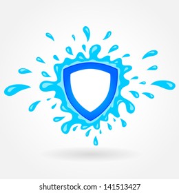 clean water wash emblem splash drops liquid