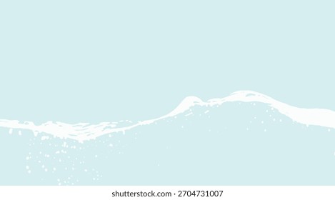 Olas de agua limpia, blanco y azul, Formas curvas, efecto de salpicadura, para fondos Esta ilustración tranquilizadora presenta ondas de agua suaves con un elemento de salpicadura ideal para fondos de Web