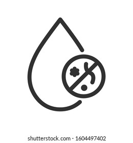 Clean water without germs and bacteria, linear icon. Editable stroke