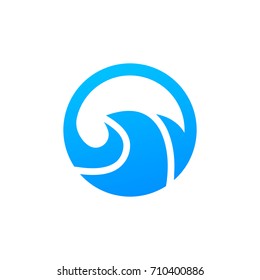 Clean Wave Logo Circle Icon Vector Design.