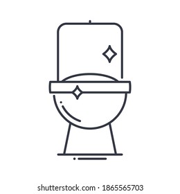 Sauberes Wc-Symbol, lineare einzelne Illustration, dünne Linie, Webdesign-Zeichen, Umrisssymbol mit bearbeitbarem Strich auf weißem Hintergrund.