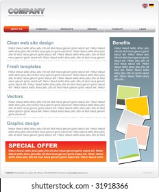 Clean WEB 2.0 website template in vector format