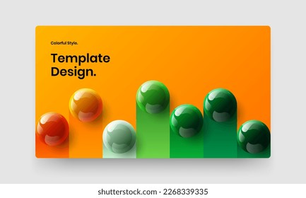 Clean web banner vector design template. Bright realistic balls catalog cover layout.