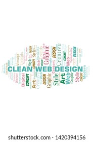 Clean Web Design word cloud. Wordcloud made with text only.