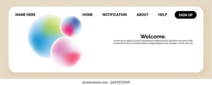 A clean web page design featuring a navigation bar with links for Home
