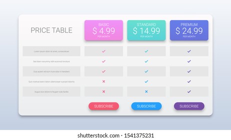 Clean Web Pricing Table Design For Business