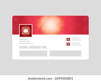 Clean web profile design with gradient background and photo frame