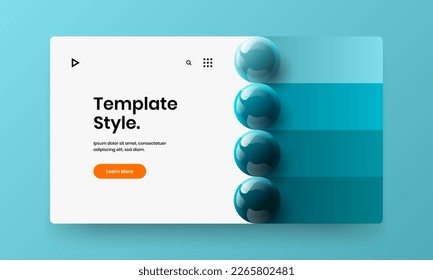 Clean website design vector template. Abstract realistic balls handbill concept.