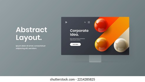 Clean website screen design vector illustration. Modern desktop mockup site concept.