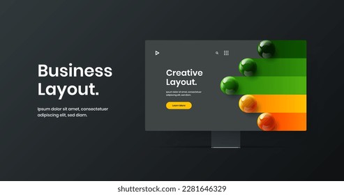 Clean website screen vector design concept. Simple desktop mockup web project layout.