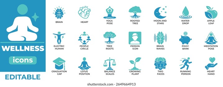 Clean wellness icons for health, self-care, spa, and lifestyle design