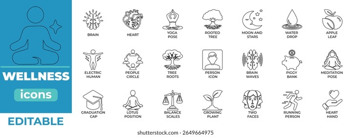 Clean wellness icons for health, self-care, spa, and lifestyle design