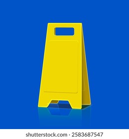 Clean wet caution floor warning safety sign on blue background for decoration
