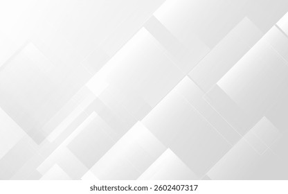 Clean white abstract background with layered transparent rectangles in diagonal layout