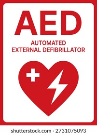 Clean White AED Sign Framed in Red for Office and Building Safety