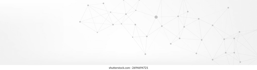Fondo blanco limpio con un sutil patrón de red gris de puntos y líneas conectados, que representan la tecnología, las conexiones digitales o los datos científicos. Ideal para conceptos modernos de negocios y ciencia.