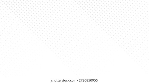 Un fondo blanco limpio se transforma en un sutil patrón gris de puntos Pequeños y uniformemente espaciados, creando un suave efecto de degradado adecuado para presentaciones visuales de Diseño gráfico y minimalistas.