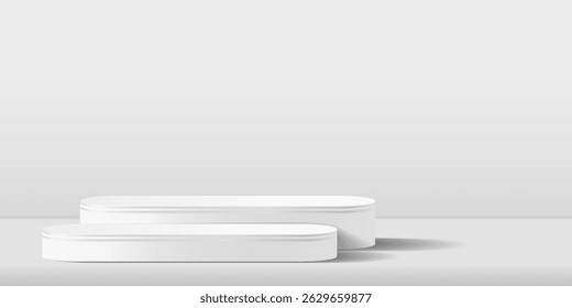 Clean white background with two 3D podiums.