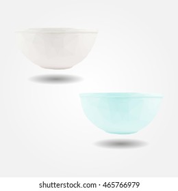 Clean white ceramic bowl high resolution flat triangle polygon vector eps10