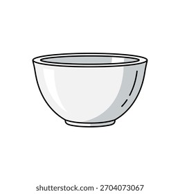 Clean White Ceramic Bowl Vector Illustration Minimalist Design