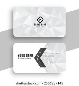 clean white corporate business card layout in lowpoly style vector