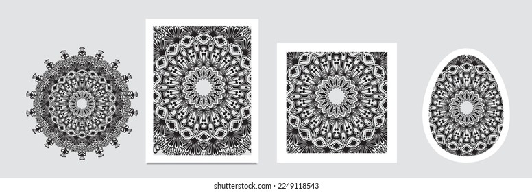 Clean white cover with gold beautiful flower. Golden vector mandala isolated on white background. A symbol of life and health