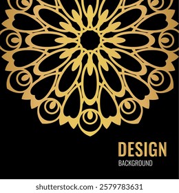 Clean white cover with gold beautiful flower. Golden vector mandala black. A symbol of life and health. Invitation, wedding card, magic symbol.
