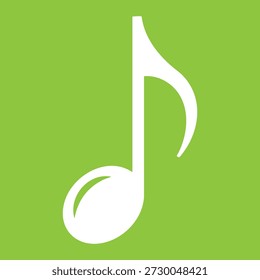 Ein klares weißes achtfarbiges Musiksymbol wird zentral auf einer lebendigen grünen Hintergrundgrafik platziert