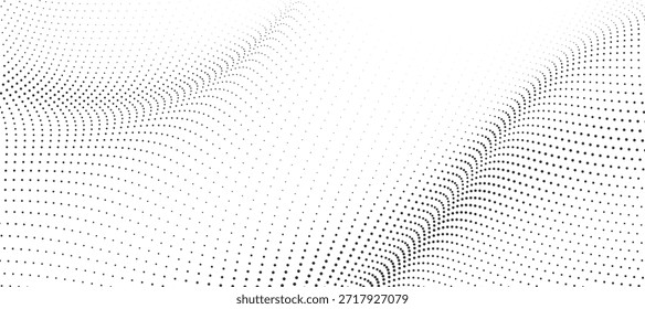Limpie la superficie de onda de semitono blanco con una sutil Ilustración vectorial de patrón de puntos fluidos