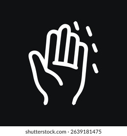 A clean white hand on black background, symbolizing hygiene, health and sanitation. It signifies hand washing and personal care.