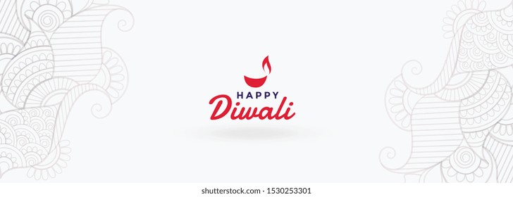 clean white happy diwali festival banner design