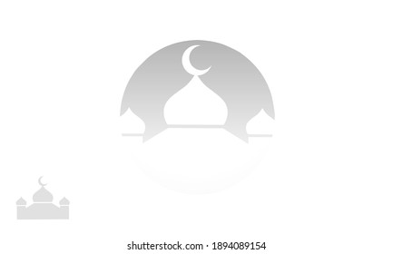 Clean white islamic mosque in circle mask effect for logo element and web or print design ornament