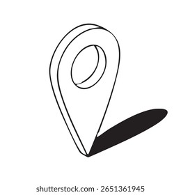 A clean, white isometric map pin icon with a subtle shadow, set against a transparent checkered background. Ideal for location-based services, navigation, and digital mapping concepts. - Powered by Shutterstock - Get 15% off with code: PIKWIZARD15