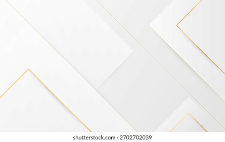 Fundo de luxo branco limpo com linhas de ouro sutis para layout moderno elegante.