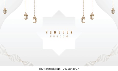 Clean white minimalist premium elegant wallpaper background design celebrating Ramadan, the month of fasting full of blessings