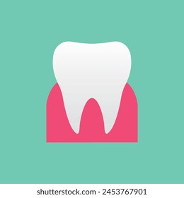 Clean white molar with healthy teeth. Teeth brushing ideas to prevent tooth decay in children.