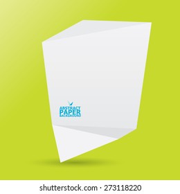 clean white origami paper speech bubble or web banner on green background .vector illustration