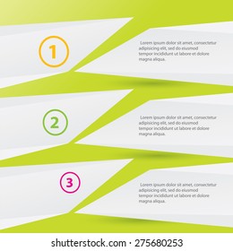 clean white origami paper speech bubble or web banner on green background .vector illustration