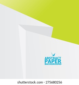 clean white origami paper speech bubble or web banner on green background .vector illustration