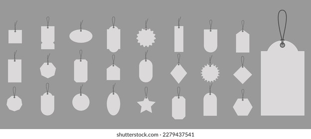 Clean white paper price tags or gift tags of various shapes. A set of labels with a cord. The best choice, order now, banners for sale. Red ribbons, tags and stickers.