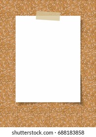 Clean white sheet of paper on the background of a cork board